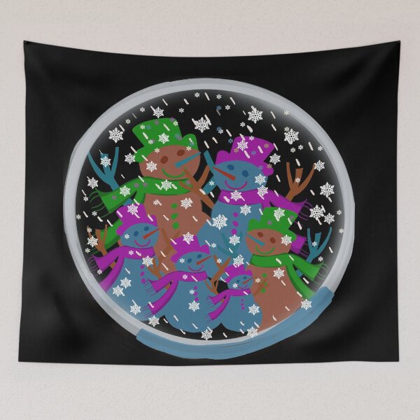 Item preview, Snowman Family Bliss in Blizzard Snow Globe: A Winter Wonderland Tale /  Hand-drawn Snowmen Snow-family in SnowGlobe designed and sold by Victoria Rose.