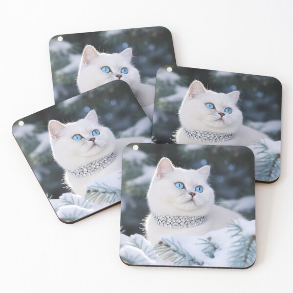 Item preview, White British Shorthair Cat In Snow designed and sold by Nocturne  Paws.
