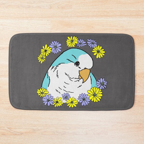 Item preview,  Cute blue quaker parrot (monk parakeet)and colourful flowers designed and sold by okamechan.