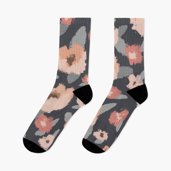 Item preview, Peach Floral on Dark Background designed and sold by The Plotted Plant.