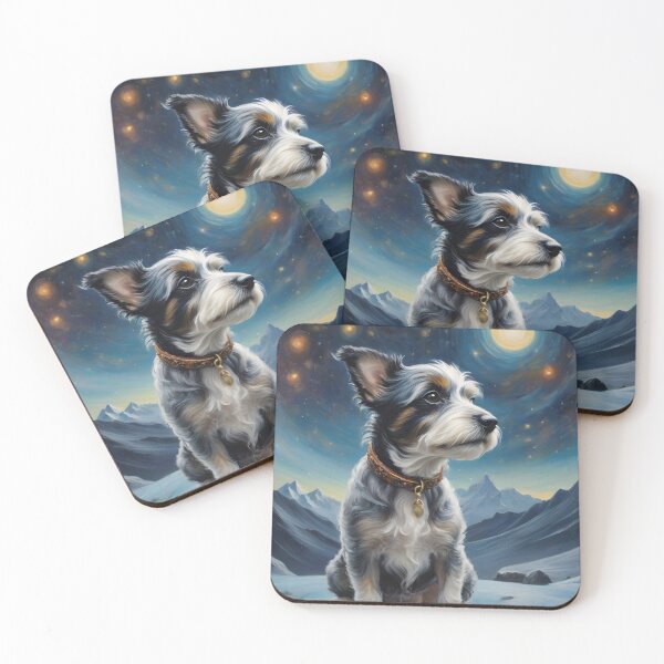 Item preview, Dog on a mountain with starry galaxy designed and sold by pixelartestudio.
