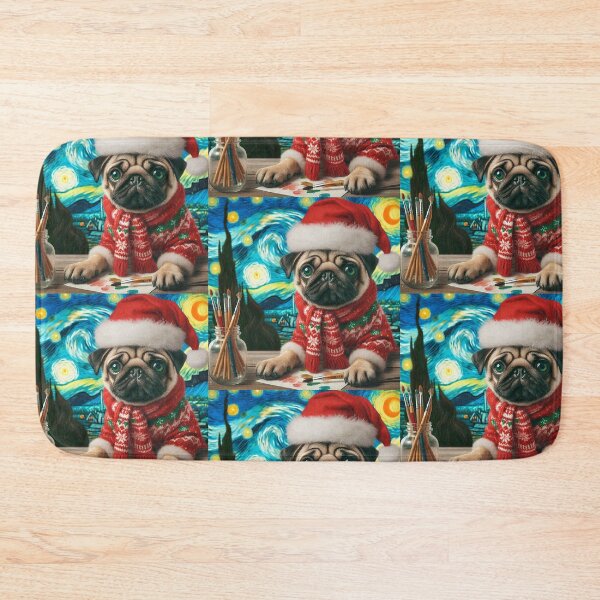 Item preview, Christmas Pug - Van Gogh Style designed and sold by FunnehGacha.