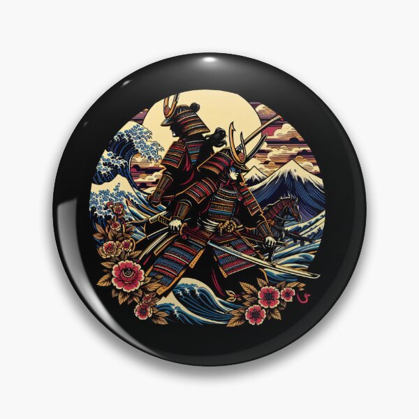 Item preview, Two Colorfull Japanese Armored Samurai Circle Design designed and sold by RedDesignSyc.