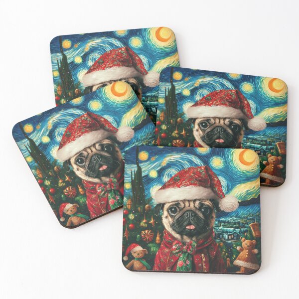 Item preview, Christmas Pug - Van Gogh Style designed and sold by FunnehGacha.