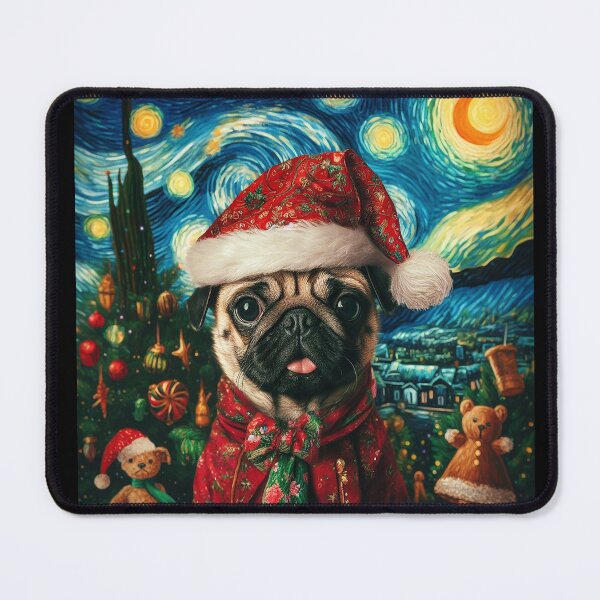 Item preview, Christmas Pug - Van Gogh Style designed and sold by FunnehGacha.