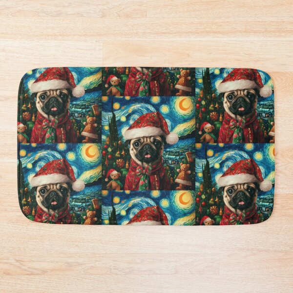Item preview, Christmas Pug - Van Gogh Style designed and sold by FunnehGacha.