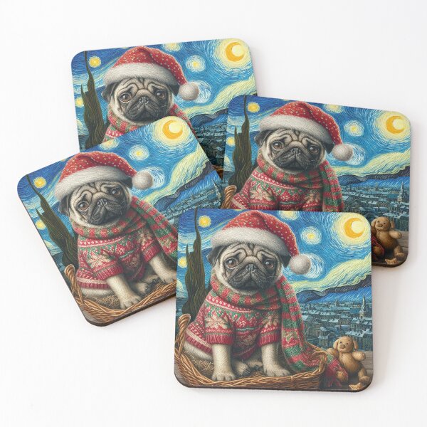 Item preview, Christmas Pug - Van Gogh Style designed and sold by FunnehGacha.