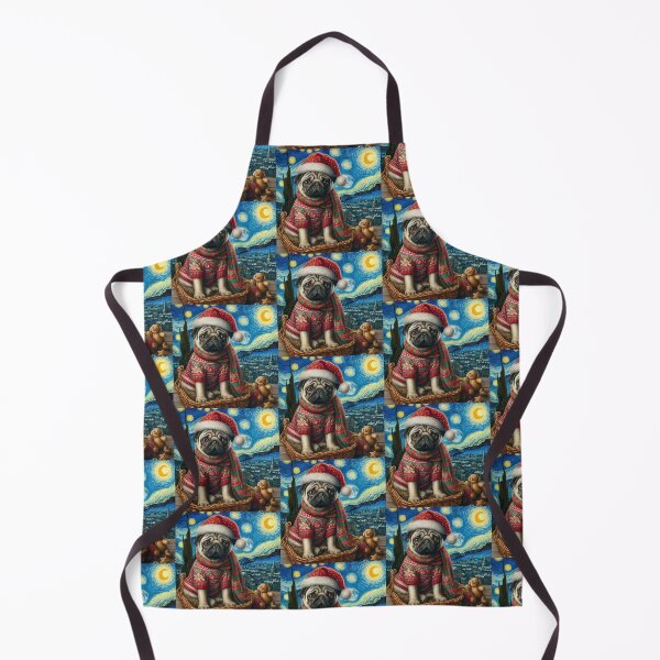 Item preview, Christmas Pug - Van Gogh Style designed and sold by FunnehGacha.