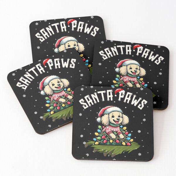 Item preview, Santa Paws | Happy Poodle Puppy Wrapped in Christmas Lights designed and sold by TheMostLikely.