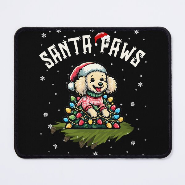 Item preview, Santa Paws | Happy Poodle Puppy Wrapped in Christmas Lights designed and sold by TheMostLikely.
