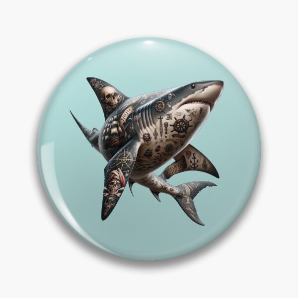 Item preview, Shark with Pirate Tattoos designed and sold by SandbarTees.