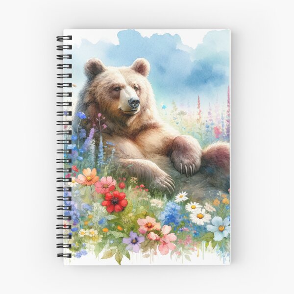 Item preview, Whimsical Grizzly Bear in Field of Flowers designed and sold by ZT-Art.