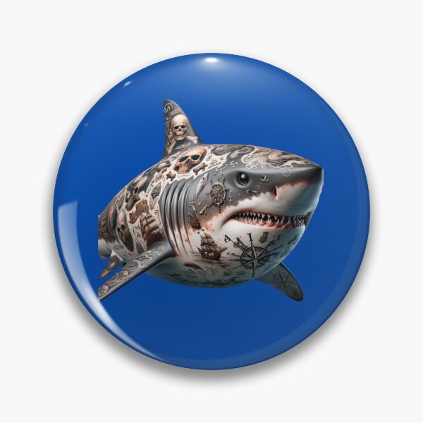 Item preview, Shark with some Rad Pirate Tats designed and sold by SandbarTees.