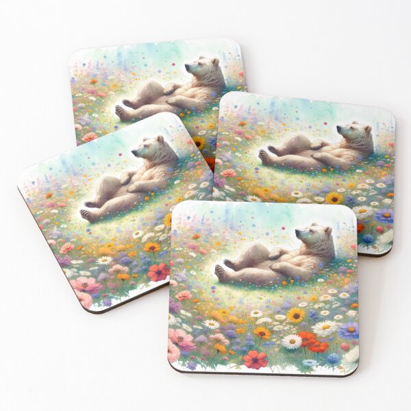 Item preview, Whimsical Grizzly Lying in Flower Meadow designed and sold by ZT-Art.