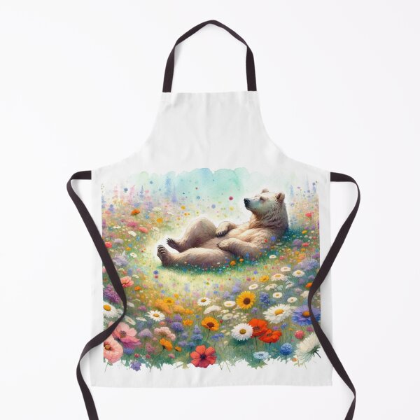 Item preview, Whimsical Grizzly Lying in Flower Meadow designed and sold by ZT-Art.