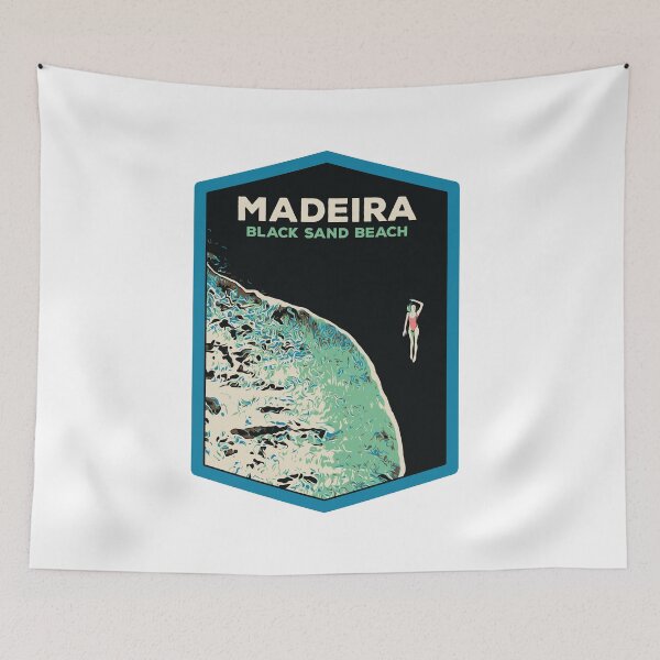 Item preview, Madeira's Black Sand Beach lady illustration, Portugal designed and sold by Lemomo-artworks.