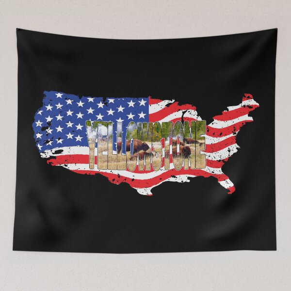 Item preview, YELLOWSTONE - Bison Wyoming USA with Flag designed and sold by Adam Gormley.