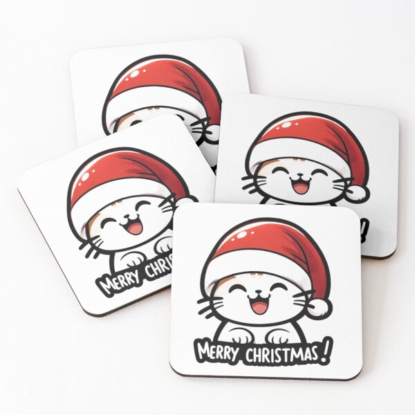 Item preview, Merry Christmas with a Smiling Cat in a Santa Hat designed and sold by fc2c.
