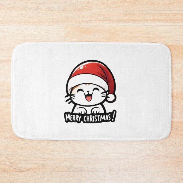 Item preview, Merry Christmas with a Smiling Cat in a Santa Hat designed and sold by fc2c.
