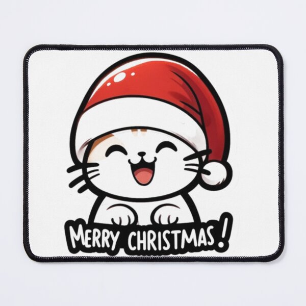 Item preview, Merry Christmas with a Smiling Cat in a Santa Hat designed and sold by fc2c.