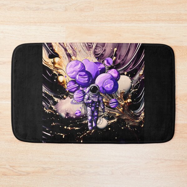 Item preview, Galactic Dreams: Purple Astronaut with Planetary Balloons and a Gold Galaxy  designed and sold by s-n-s-designs.