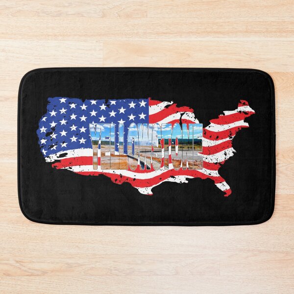 Item preview, YELLOWSTONE - Old Faithful Geyser - Wyoming USA Flag designed and sold by Adam Gormley.