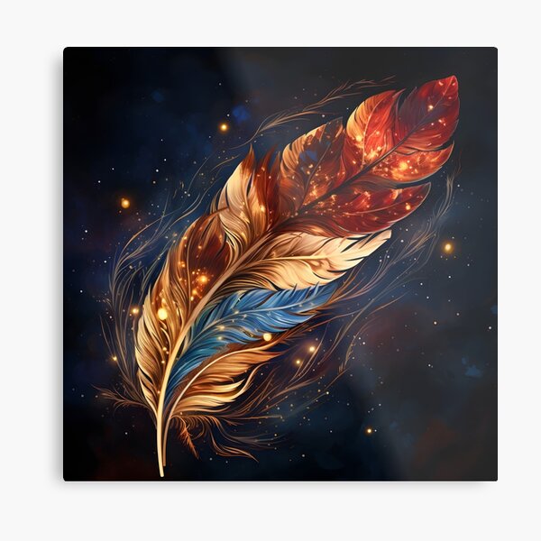 Item preview, Colorful cosmic feather art print designed and sold by dcrc.