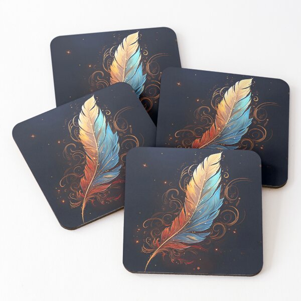 Item preview, Colorful cosmic feather art print designed and sold by dcrc.