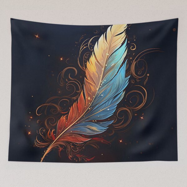 Item preview, Colorful cosmic feather art print designed and sold by dcrc.