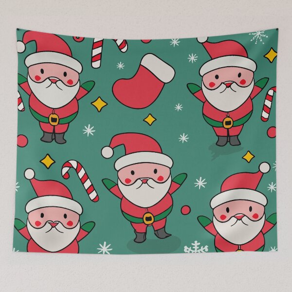 Item preview, Christmas colorful santa pattern designed and sold by tinytwist.