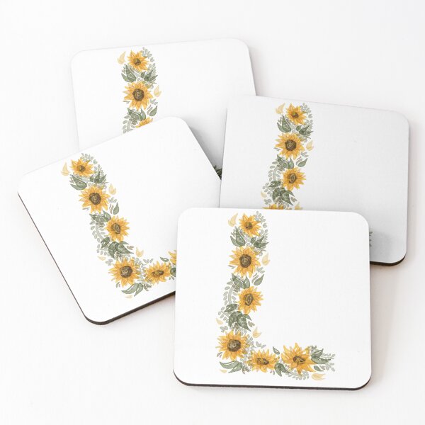 Item preview, Sunflower Yellow and Green Watercolor Floral Monogram L designed and sold by serafineaandd.