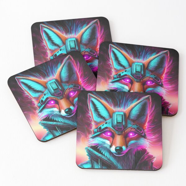 Item preview, Cyberpunk red fox with Neon-lit eyes designed and sold by emaotx.