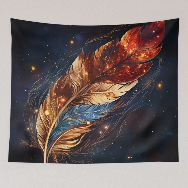 Item preview, Colorful cosmic feather art print designed and sold by dcrc.
