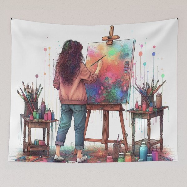 Item preview, A girl drawing a picture. designed and sold by growing-mom.