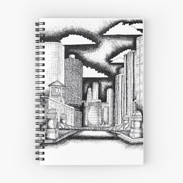 Item preview, Chicago River ink drawing designed and sold by Color Chicago.