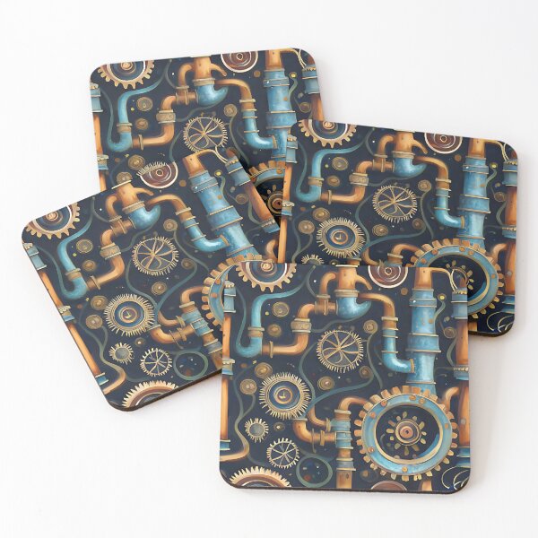 Item preview, Futuristic steampunk gears pattern  designed and sold by EasyPrints337.