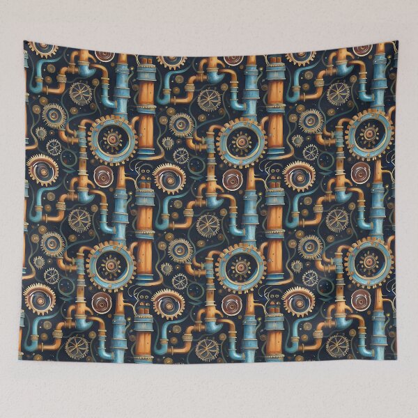 Item preview, Futuristic steampunk gears pattern  designed and sold by EasyPrints337.