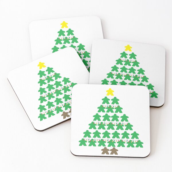 Artikelvorschau, Weihnachtsbaum-Meeples mit Lichtern, Tischplatte, weißer Hintergrund entworfen und verkauft von JEL-Designs.
