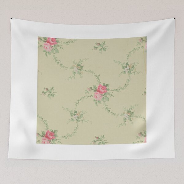 Item preview, Vintage Wallpaper with Pink Flowers designed and sold by Tinafrogger1017.