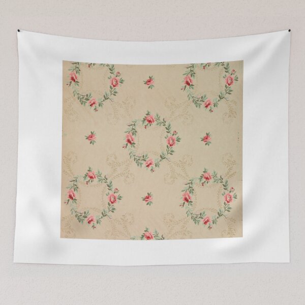 Item preview, Vintage Wallpaper with Pink Flower Rings designed and sold by Tinafrogger1017.