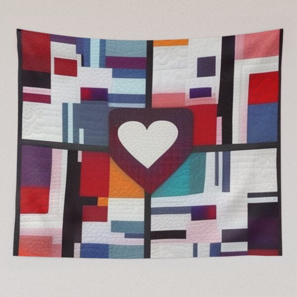 Item preview, Abstract heart quilt design  designed and sold by Roxburylane.