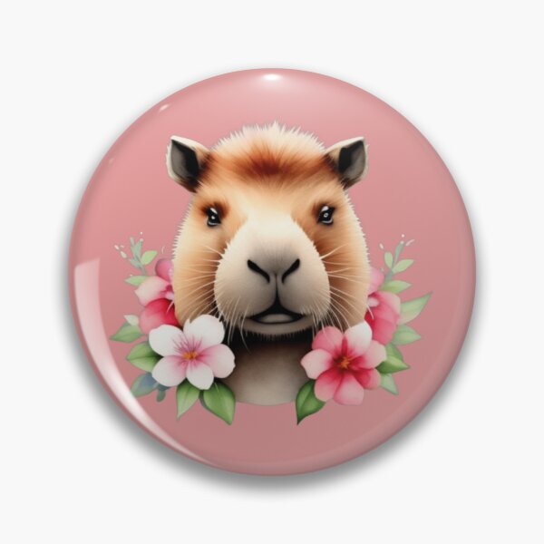 Item preview, Cute capybara and flowers  designed and sold by Roxburylane.