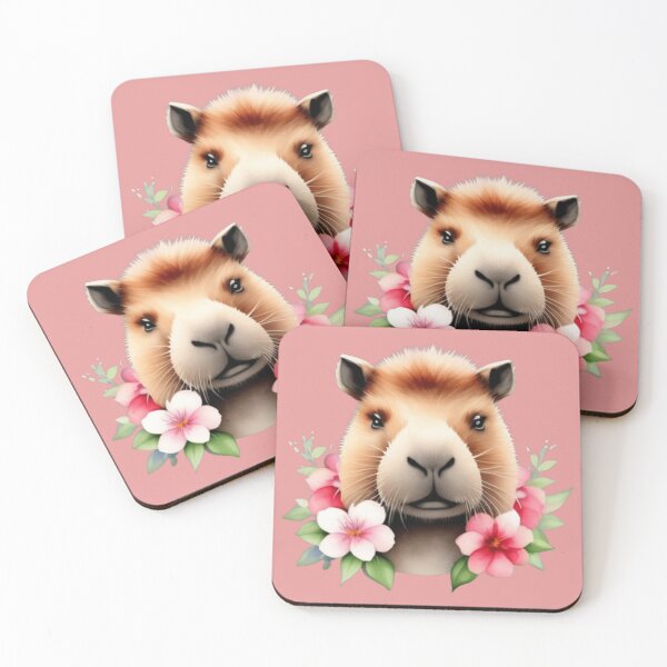 Item preview, Cute capybara and flowers  designed and sold by Roxburylane.