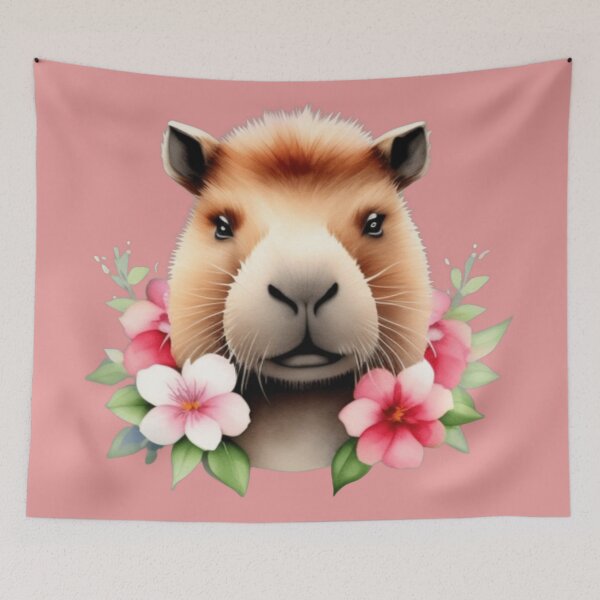 Item preview, Cute capybara and flowers  designed and sold by Roxburylane.