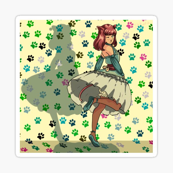 Cute Cat Anime Girl Winking Sticker