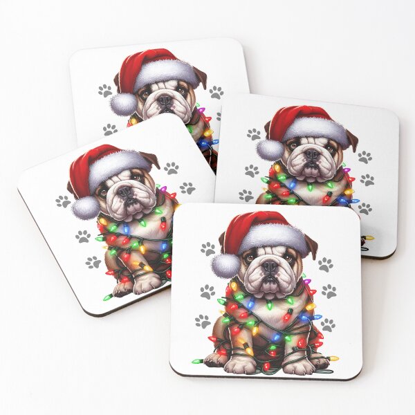 Item preview, Dog Christmas Bulldog Wrapped with Christmas Lights on Christmas Holiday  designed and sold by BotunPeony.