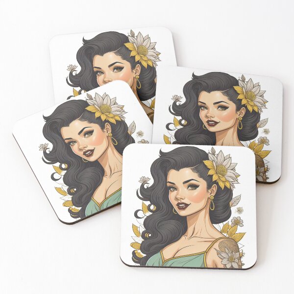 Item preview, Beautiful girl with long black hair and flowers designed and sold by Sanan Israyilli.