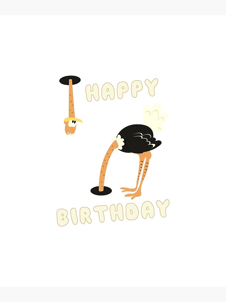 Happy Birthday Funny Ostrich Greeting Card By Yarkos Redbubble