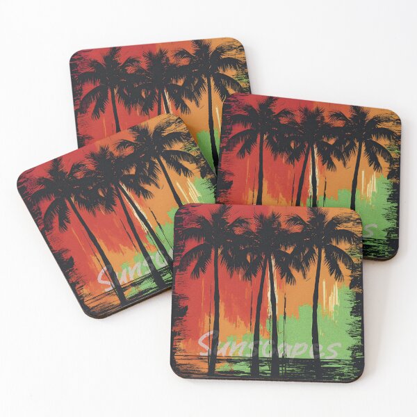 Item preview, Tropical Sunset Silhouettes - Abstract Palm Art designed and sold by inkArtistryfine.