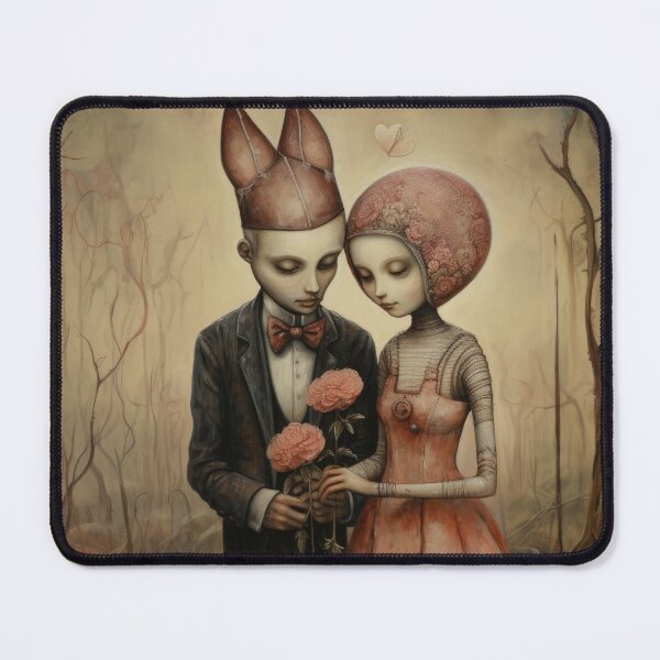 Item preview, Surreal odd couple in unusual landscape - greeting card  |  Valentines, Anniversary, Romance, Love designed and sold by OddCorro.